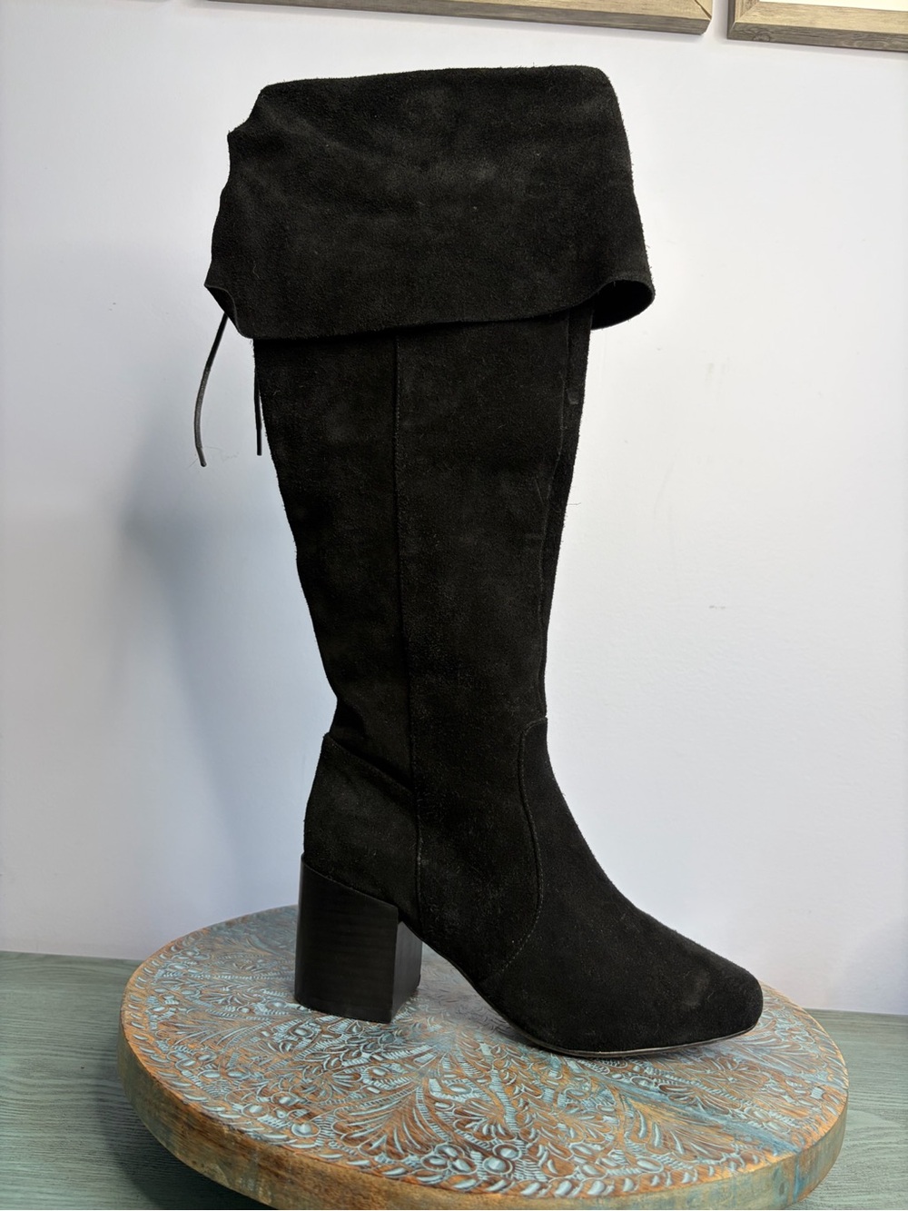 Like New! Anthropologie Matiko Black Suede Over-The-Knee Boots Size 38